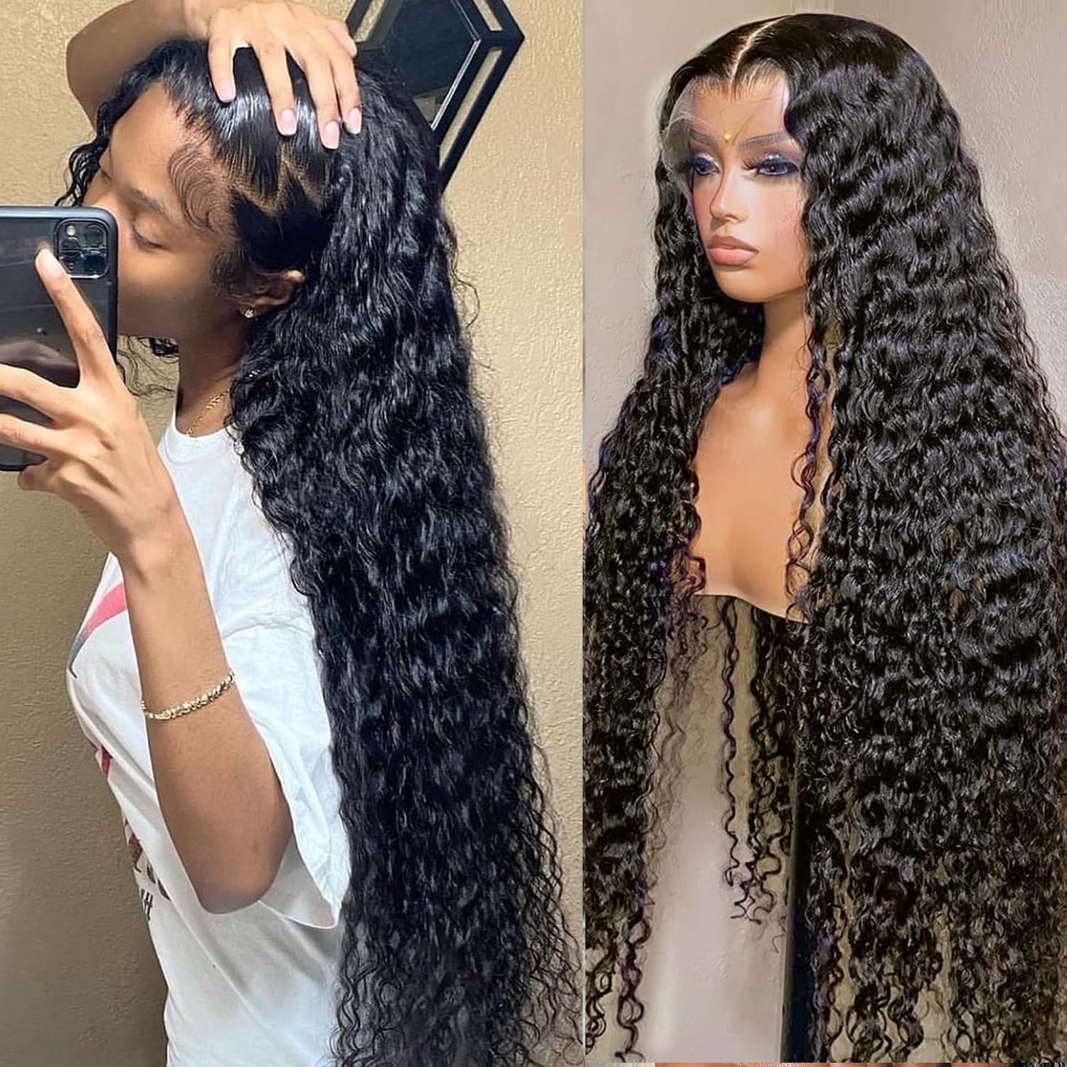 Amazon.com : Lemoda 13x6 Deep Wave Frontal Wig Human Hair HD